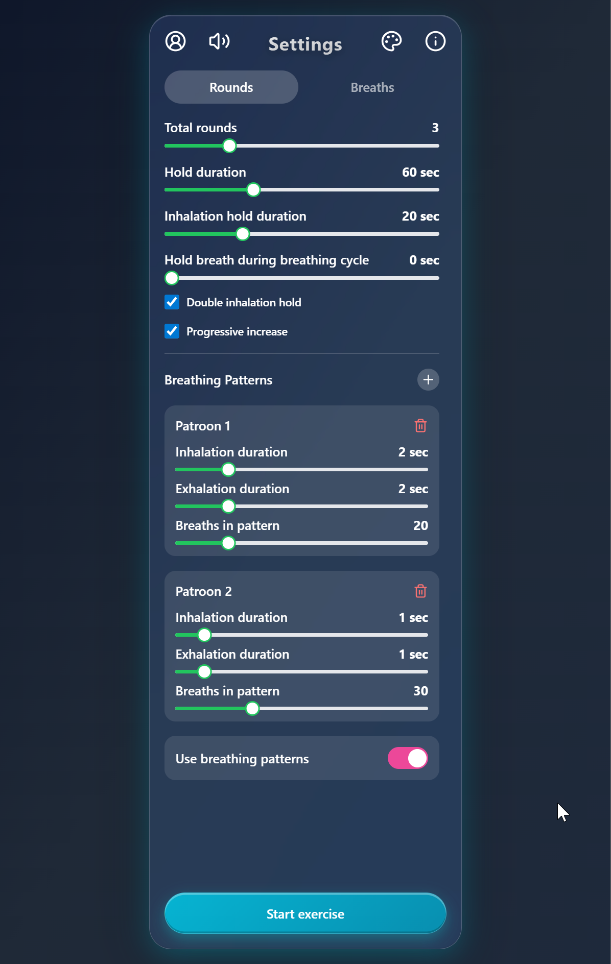 Customization Sliders Interface
